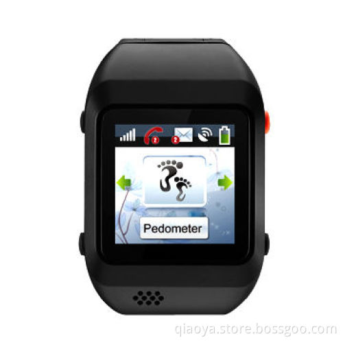 Touchscreen fitness pedometer watch with SOS one-touch dialing